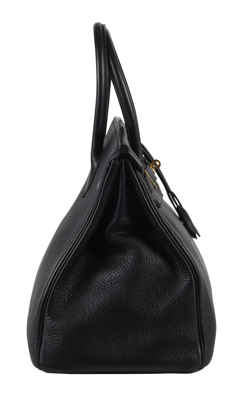 HERMÈS 2003  Sac BIRKIN 35 Taurillon Clémence noir Garniture métal plaqué or  BIRKIN 35 bag Black taurillon Clémence...