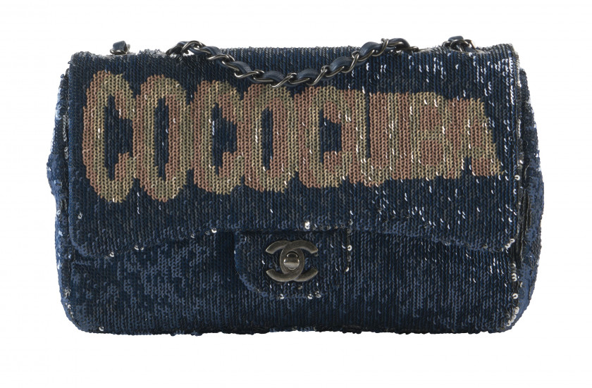 CHANEL Croisière 2017  Sac TIMELESS Coco Cuba Sequins bleus, beiges et roses Anse chaîne entrelacée de cuir Garnitures e...