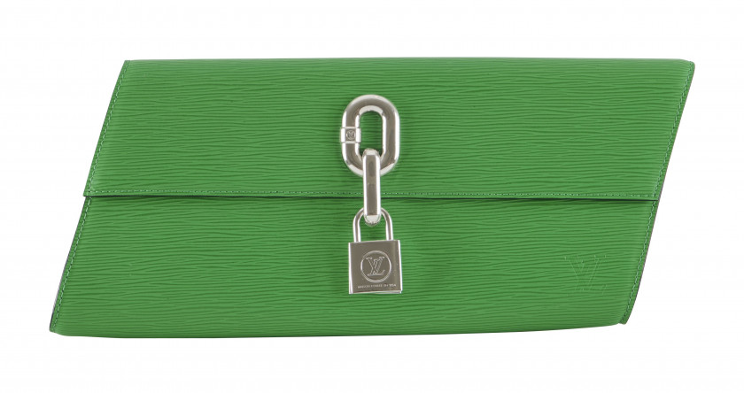 LOUIS VUITTON Printemps-été 2021  Pochette BLADE Cuir épi vert Garnitures en métal argenté Dimensions : 36 x 36 x 3 cmR...