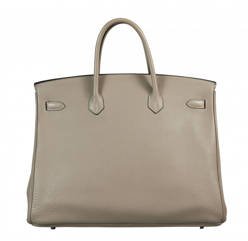 HERMÈS 2011  Sac BIRKIN 40 Veau Togo Gris Tourterelle Garniture métal argenté palladié  BIRKIN 40 bag Gris Tourterel...