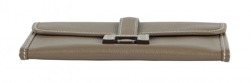 HERMÈS 2006  Pochette Mini JIGE Chèvre Étoupe Piqué sellier blanc Dimensions : 20 x 12,5 x 1,5 cm  Mini JIGE clutch...