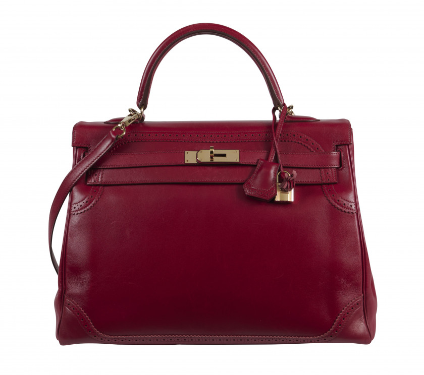 HERMÈS 2011  Sac KELLY GHILLIES 35 Veau Tadelakt Rubis Garniture métal plaqué or Bandoulière  KELLY GHILLIES 35 bag...