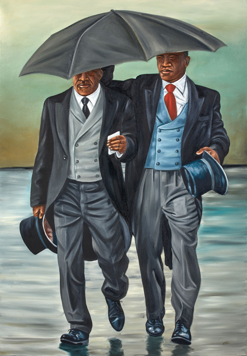 Zemba LUZAMBA (Congolais - Né en 1973) City gents 2, 2017 Huile sur toile