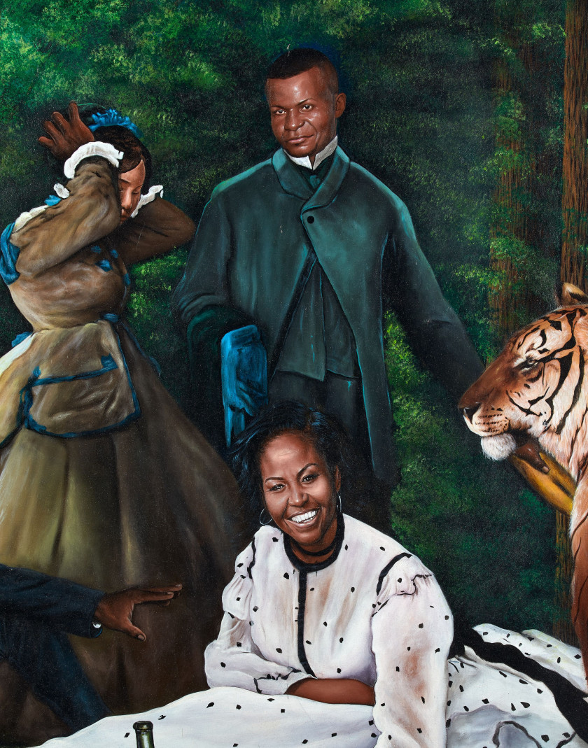 Amani BODO (Congolais - Né en 1988) Le déjeuner sur l'herbe, 2021 Acrylique sur toile