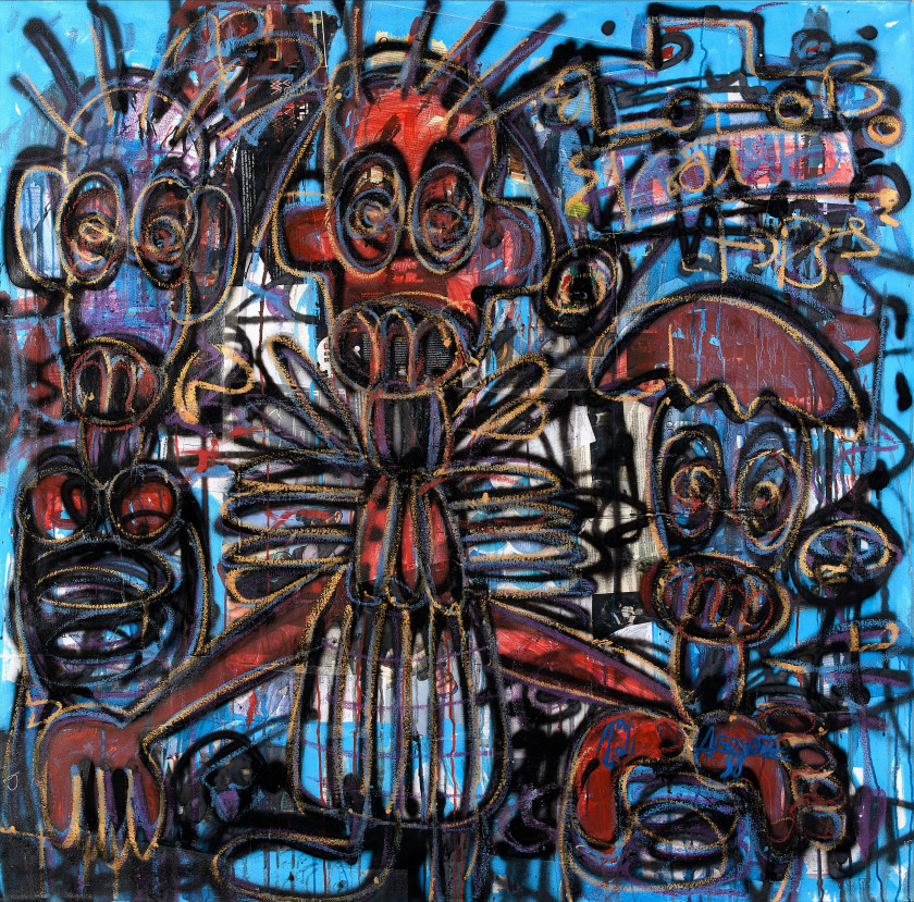 ABOUDIA (Abdoulaye Diarrassouba dit) (Ivoirien - Né en 1983) Sans titre Technique mixte et collages sur toile