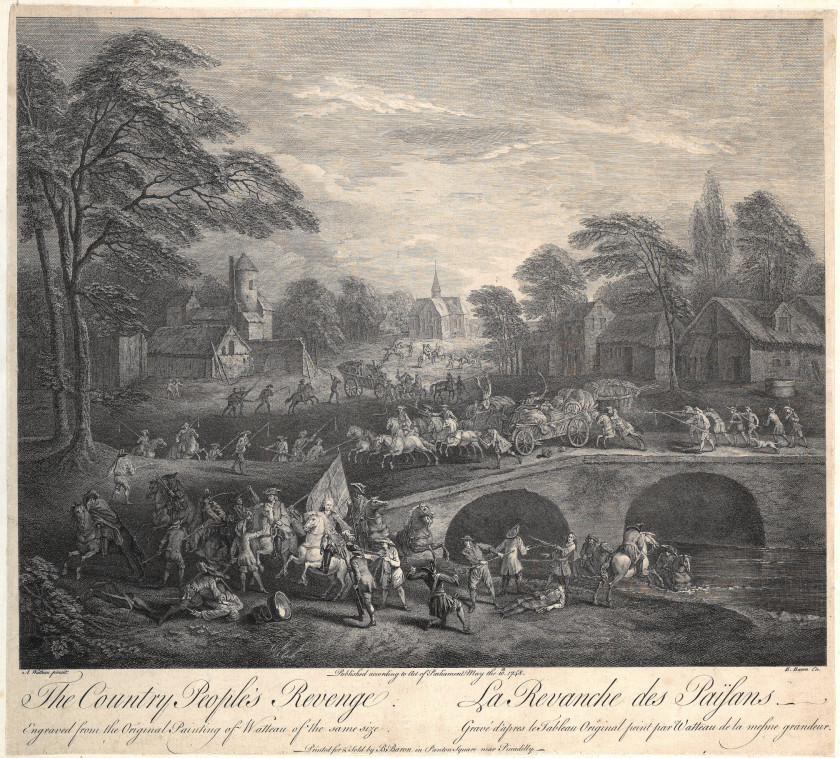 ¤ Antoine WATTEAU Valenciennes, 1684 - Nogent, 1721 La revanche des paysans Huile sur panneau de noyer, une planche, entoilé