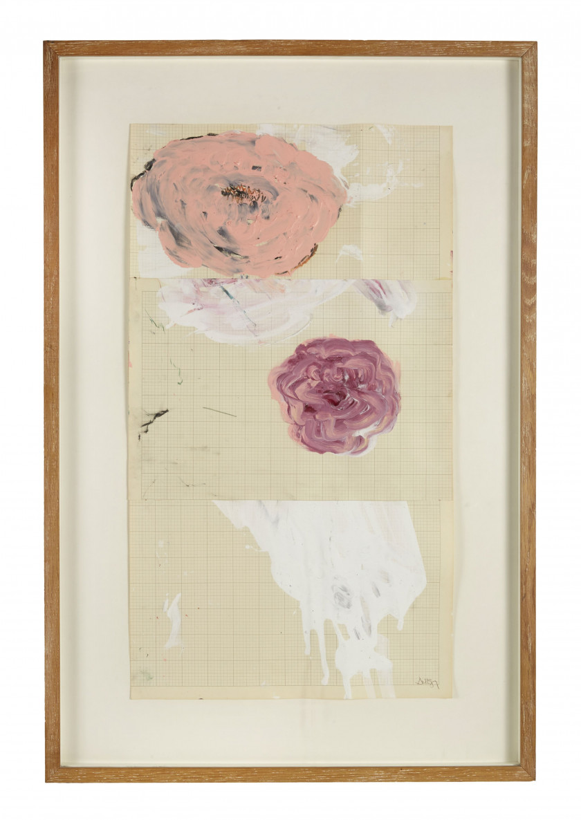Fereydoun AVE Né en 1945 Untitled - 1989 Acrylique et pastel sur trois feuilles de papier millimétré