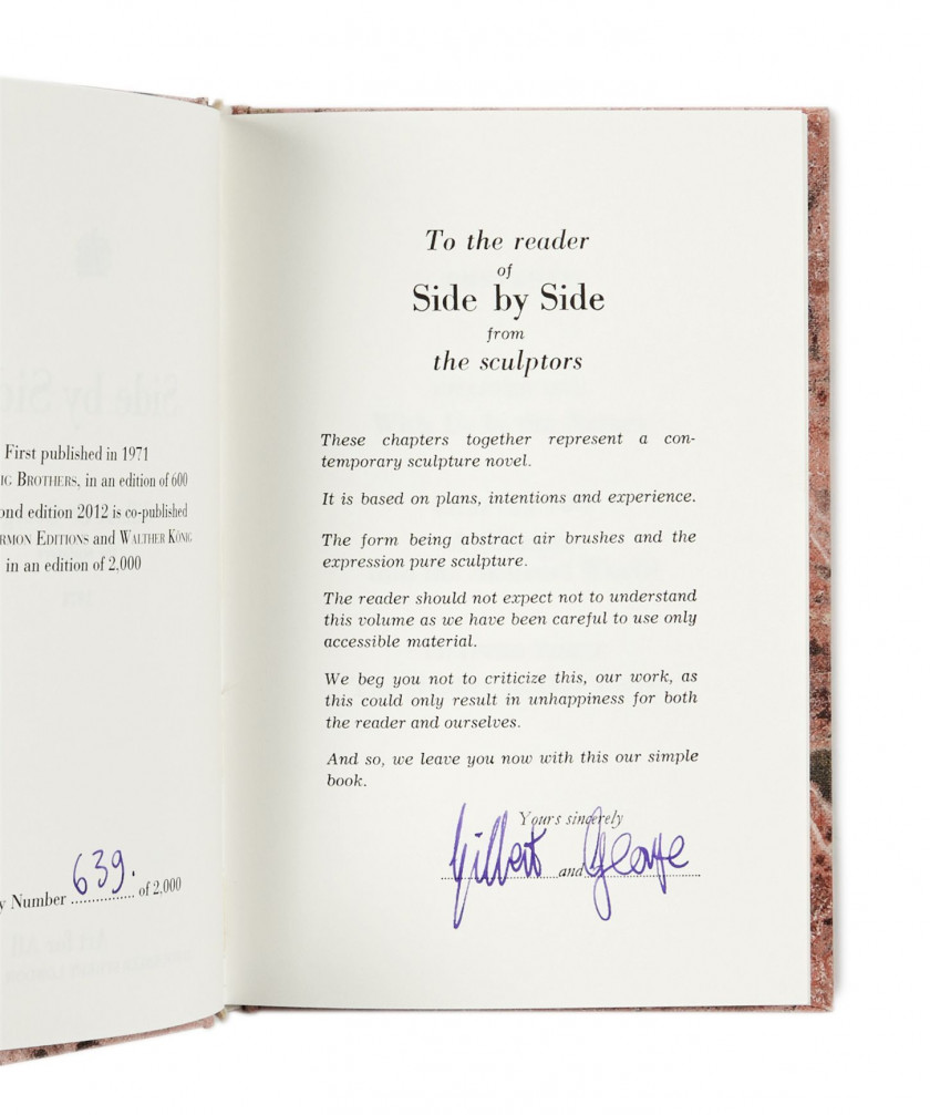 GILBERT & GEORGE Nés en 1943 et 1942 Side by sideLondon, Art for All, 2012