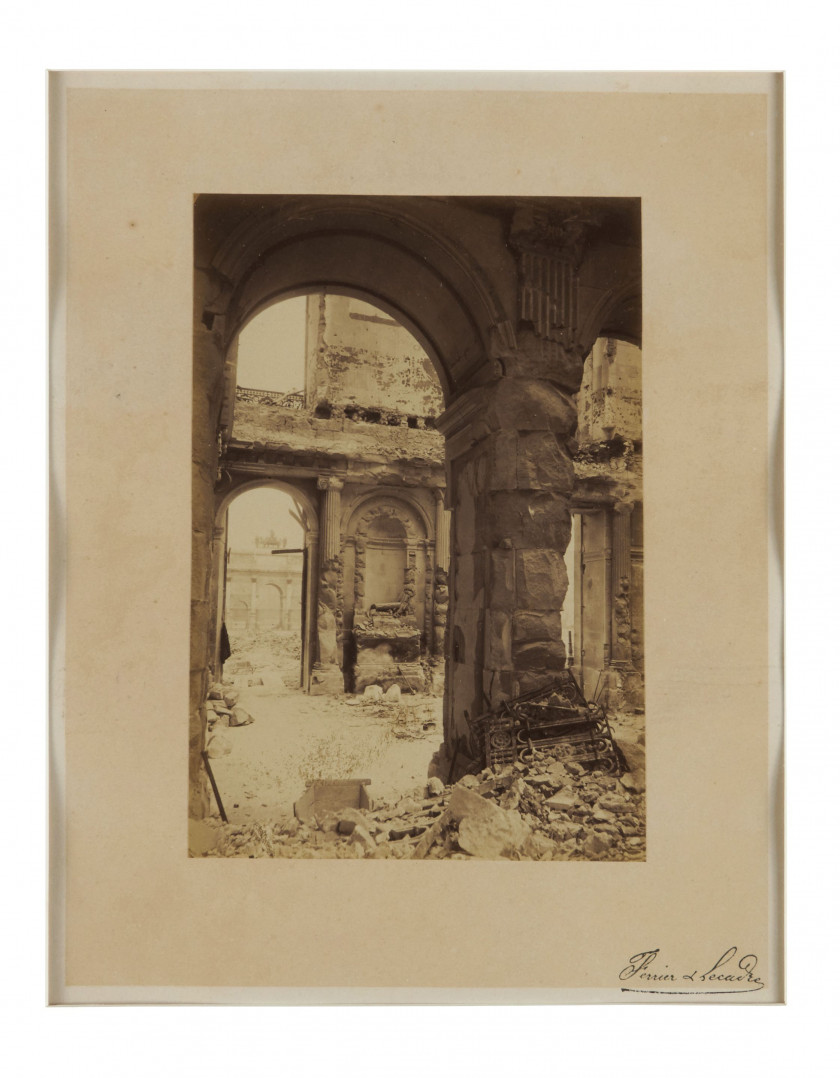 Alphonse LIÉBERT - FERRIER & LECADRE 1827 - 1913 Commune de Paris - 1871 Ruines du Palais des Tuileries - Palais de Saint-Cloud ince...