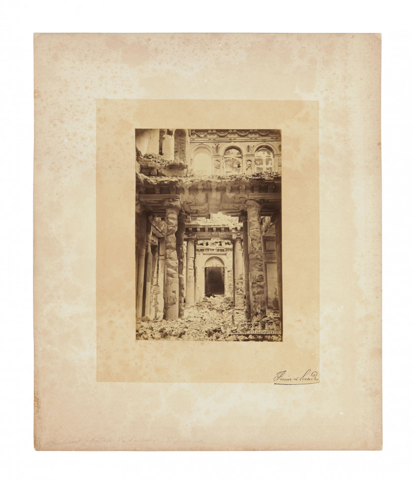 Alphonse LIÉBERT - FERRIER & LECADRE 1827 - 1913 Commune de Paris - 1871 Ruines du Palais des Tuileries - Palais de Saint-Cloud ince...