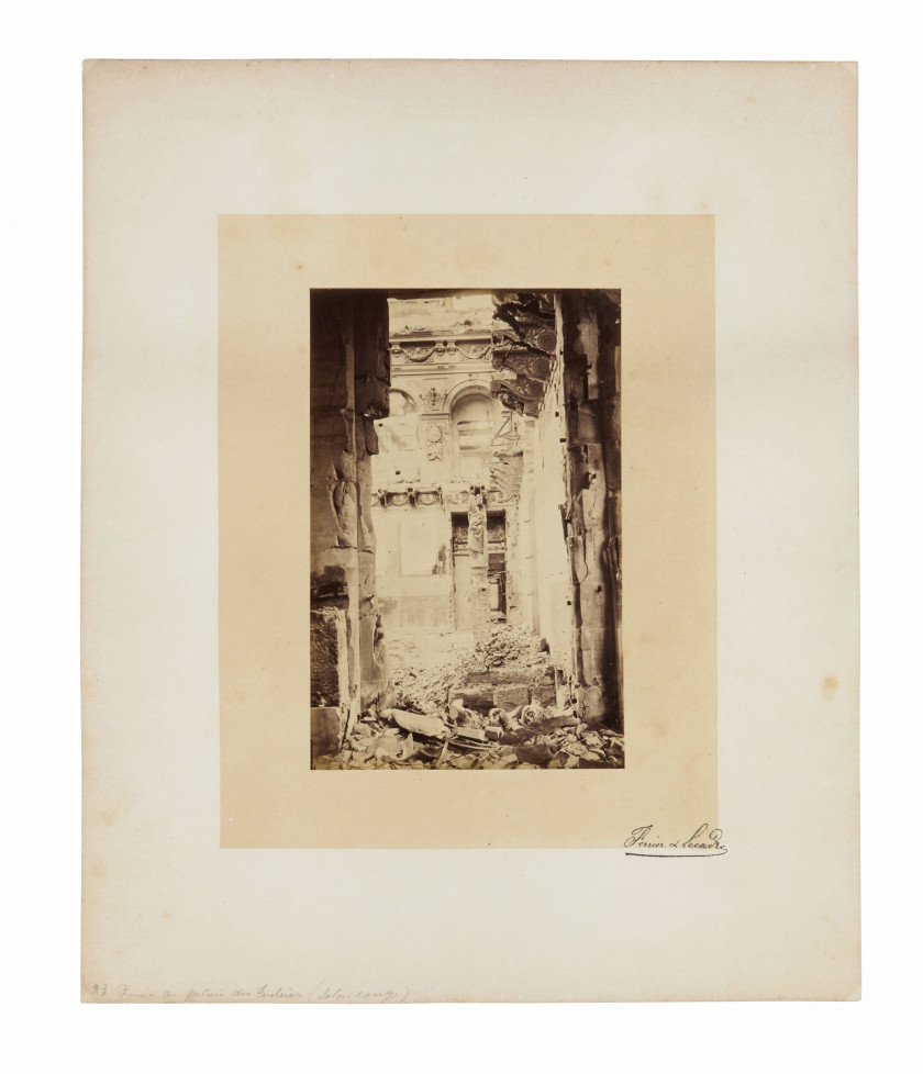 Alphonse LIÉBERT - FERRIER & LECADRE 1827 - 1913 Commune de Paris - 1871 Ruines du Palais des Tuileries - Palais de Saint-Cloud ince...