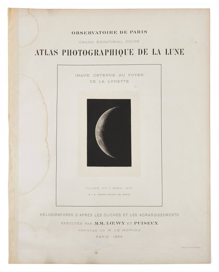 Maurice LOEWY et Pierre PUISEUX 1833 - 1907 et 1855 - 1928 Atlas photographique de la lune - 1894 -1895Mer des crises - Mont Taurus...