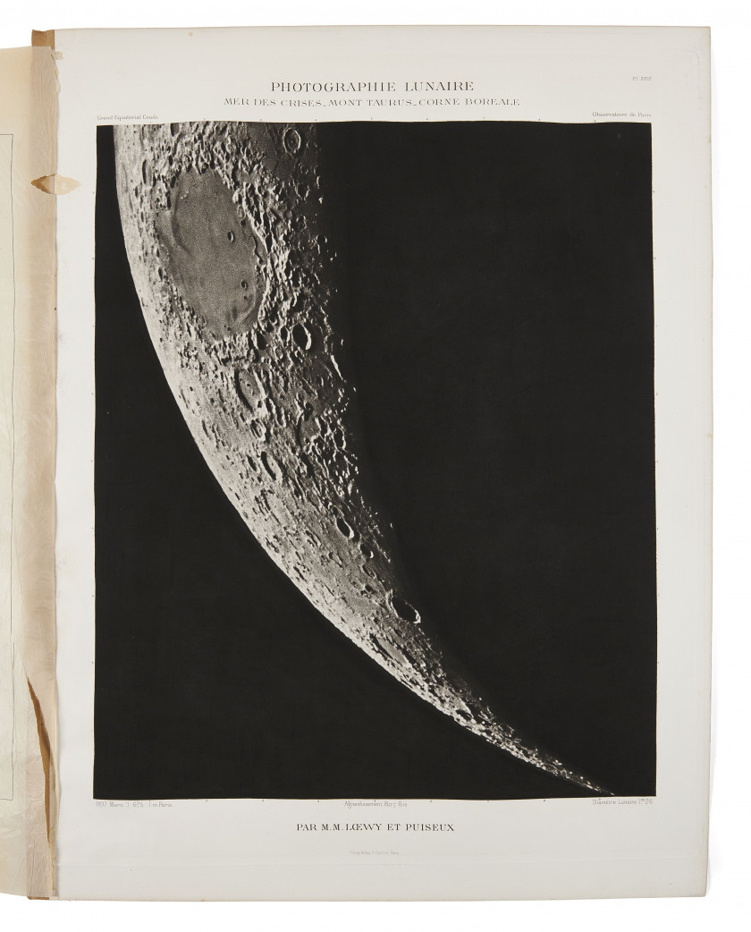 Maurice LOEWY et Pierre PUISEUX 1833 - 1907 et 1855 - 1928 Atlas photographique de la lune - 1894 -1895Mer des crises - Mont Taurus...