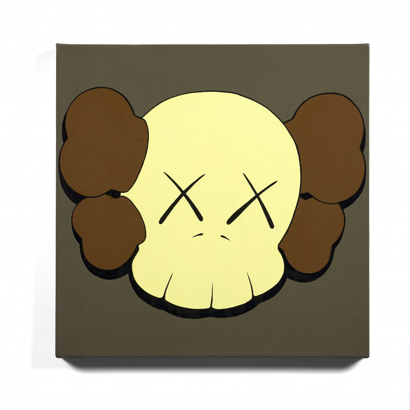 KAWS (Américain - Né en 1974) Untitled Skull (Brown and Tan)- 1999 Acrylique sur toile