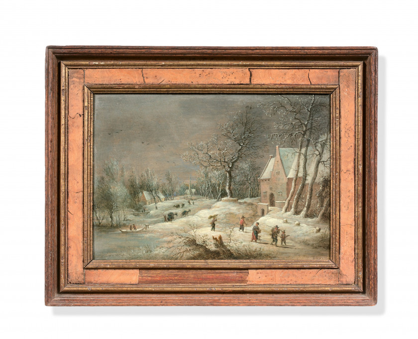 Lucas van UDEN Anvers, 1595 - 1672 Paysage d'été et Paysage d'hiver Deux huiles sur panneaux de chêne, une planche, formant pendants