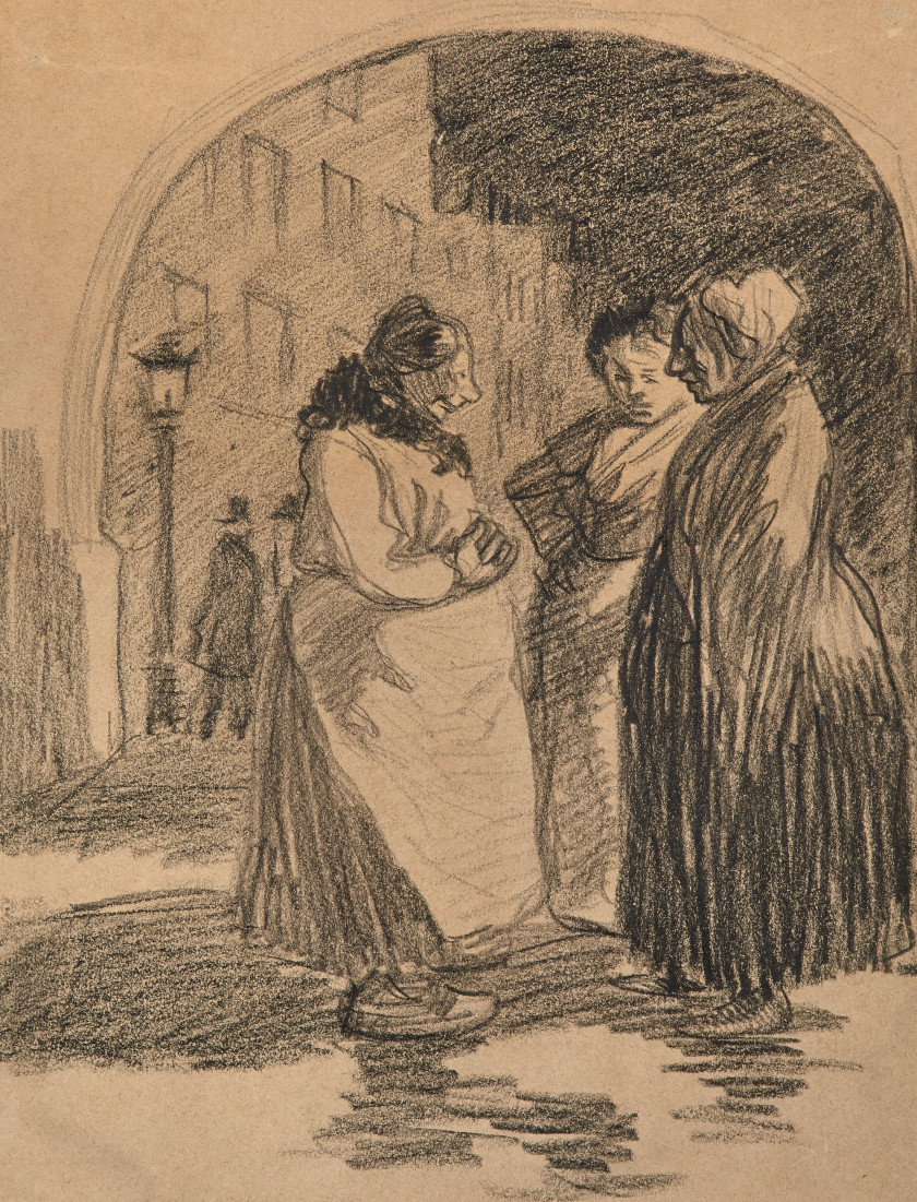 Théophile Alexandre STEINLEN 1859-1923 Femmes conversant Femmes conversant Crayon noir sur papier