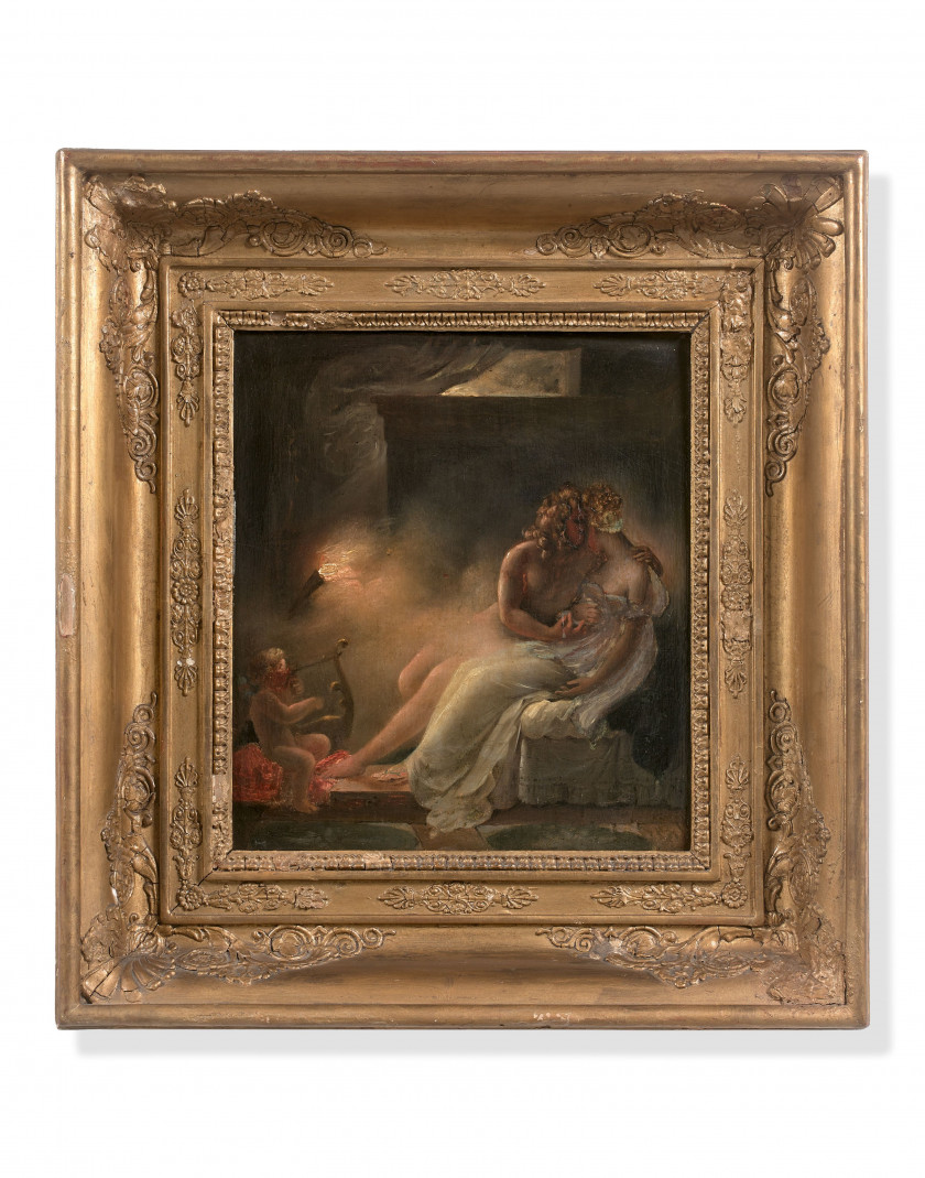 Anne-Louis GIRODET-TRIOSON Montargis, 1767 - Paris, 1824 Héro et Léandre Huile sur panneau