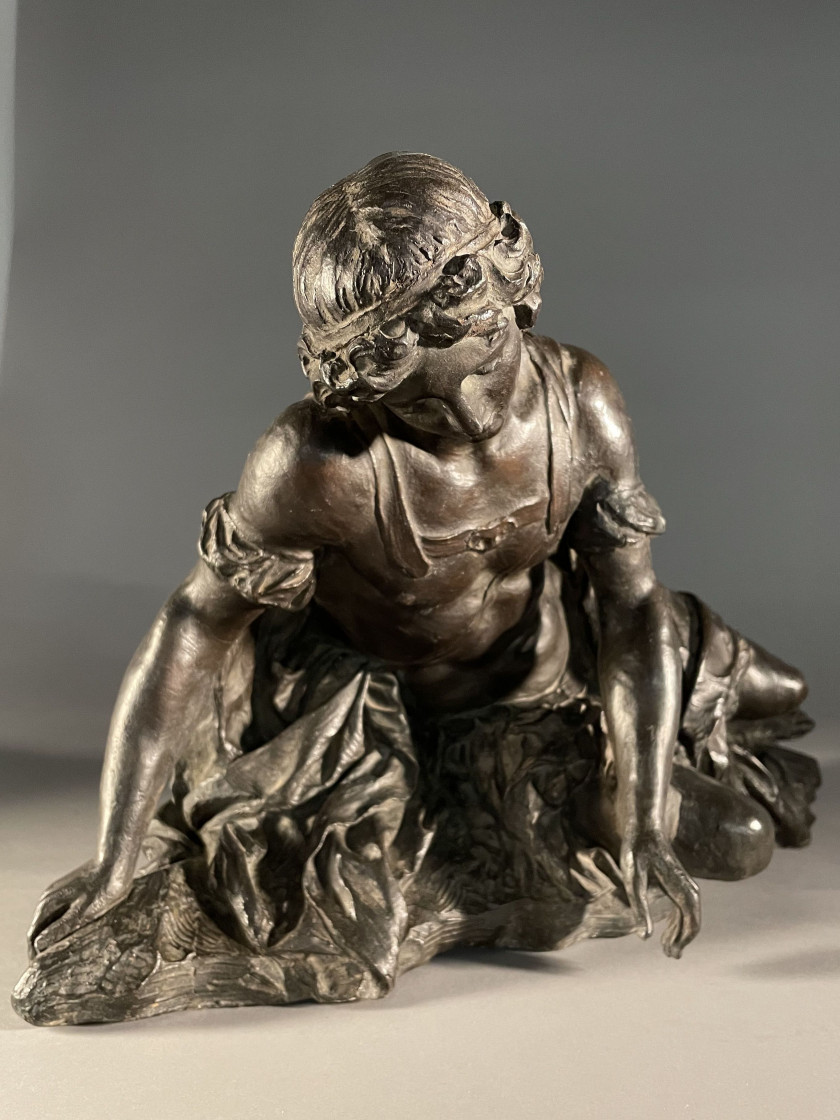 Marc ARCIS Mouzens, 1655 - Toulouse, 1739 Narcisse Terre cuite originale patinée à l'imitation du bronze