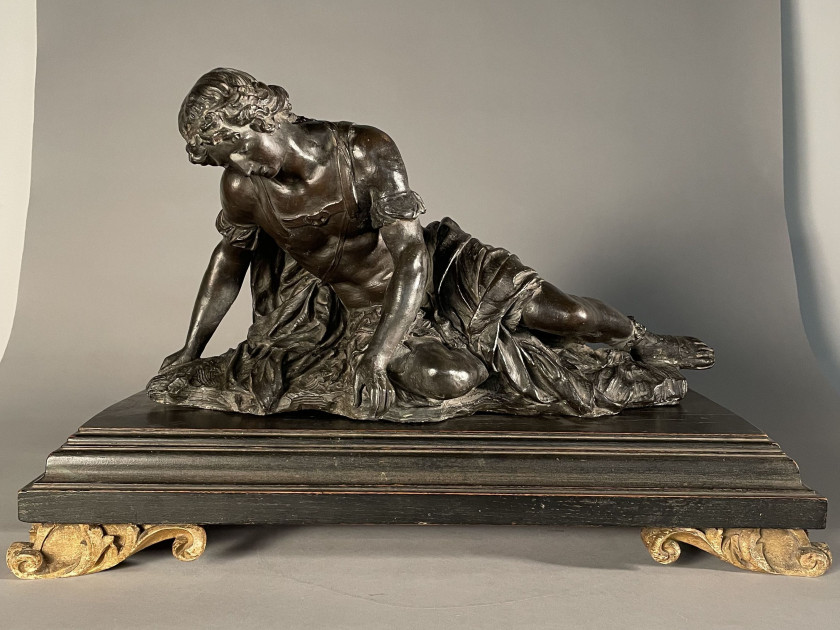 Marc ARCIS Mouzens, 1655 - Toulouse, 1739 Narcisse Terre cuite originale patinée à l'imitation du bronze