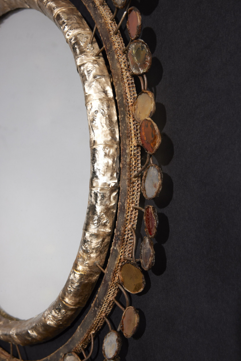 Line VAUTRIN 1913-1997 Miroir « Sequins » - circa 1960