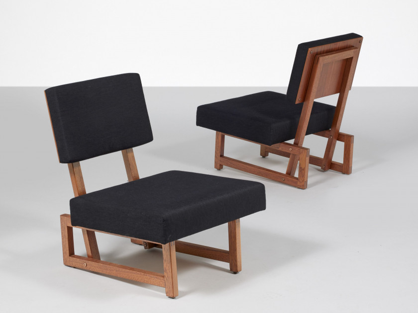 André SORNAY 1902 - 2000 Paire de fauteuils bas - circa 1970