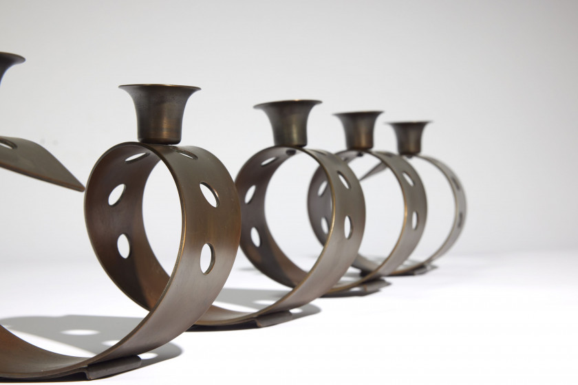 Jean Royère 1902 -1981 Bougeoir « Perforation » - circa 1945