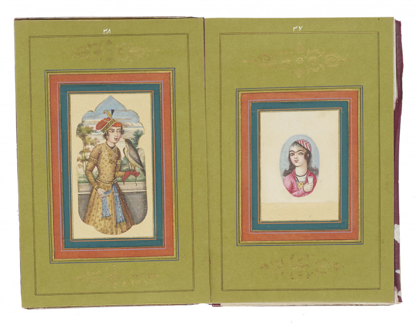 ALBUM (MURAQQA') DE CALLIGRAPHIES ET DE PEINTURES  Iran safavide et qajar, XVIe-XIXe siècle