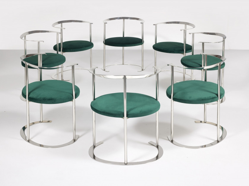 Luigi CACCIA DOMINIONI 1913 - 2016 Suite de huit chaises « Catilina » - 1958
