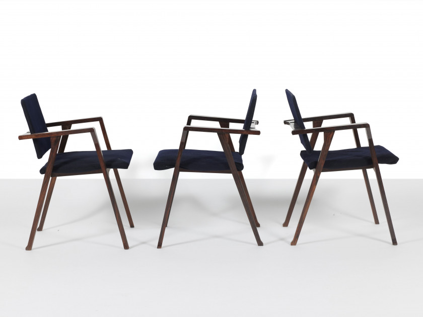 Franco ALBINI 1905-1977 Suite de six chaises mod. PT1 « Luisa » - modèle créé en 1950