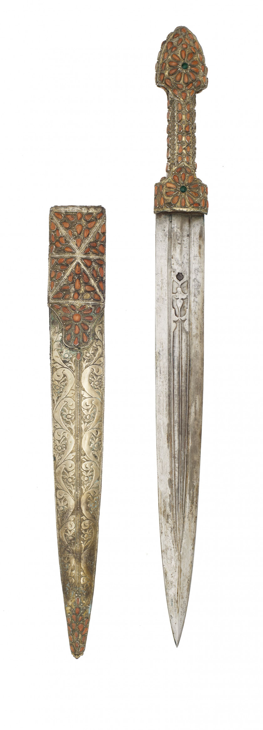 GRANDE DAGUE (QAMA) A DECOR DE CORAIL  Trébizonde, Turquie ottomane ou Géorgie, vers 1840-60