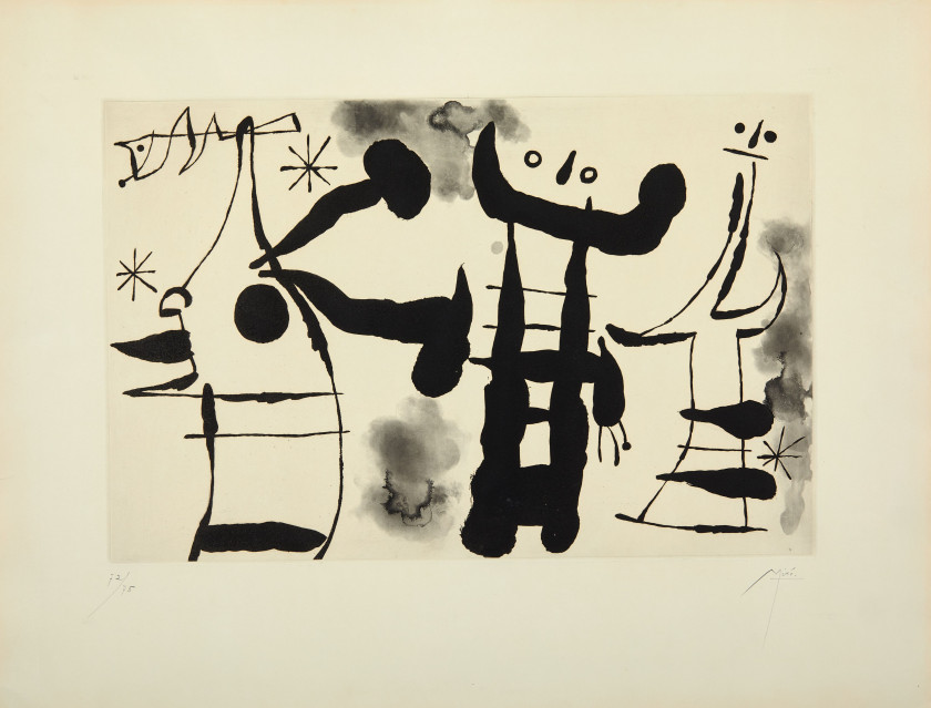 ¤ Joan MIRO (Espagnol - 1893 - 1983) Philosophes I - 1958 Aquatinte en noir