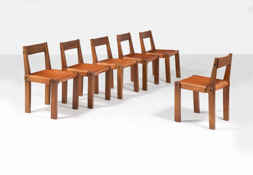 Pierre CHAPO 1927-1986 Suite de six chaises mod. « S24 » - modèle créé en 1967