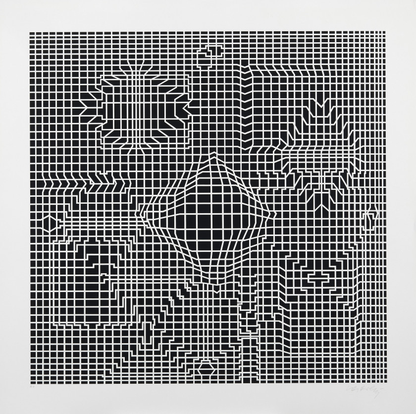 Victor VASARELY 1906 - 1997 Biadan - 1975 Planche issue de l'album «Cinétique NB»