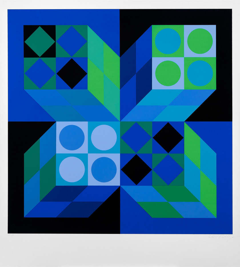 Victor VASARELY 1906 - 1997 Lapidaire I - 1973 Sérigraphie en couleurs