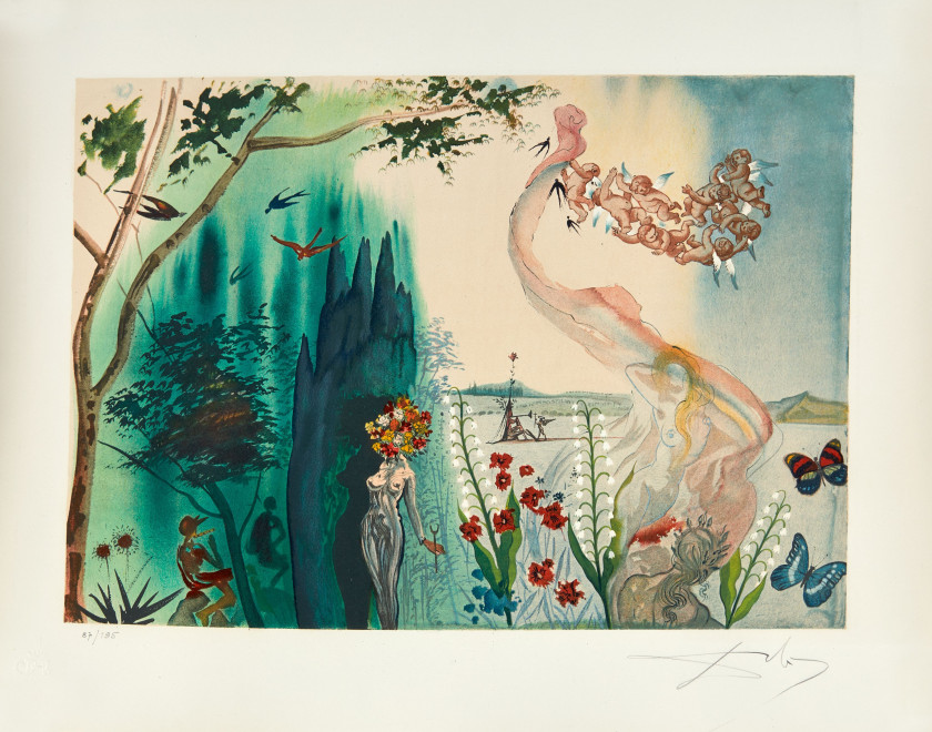 Salvador DALI (1904 - 1989) Les quatre saisons - la suite complète - 1972 4 lithographies en couleurs