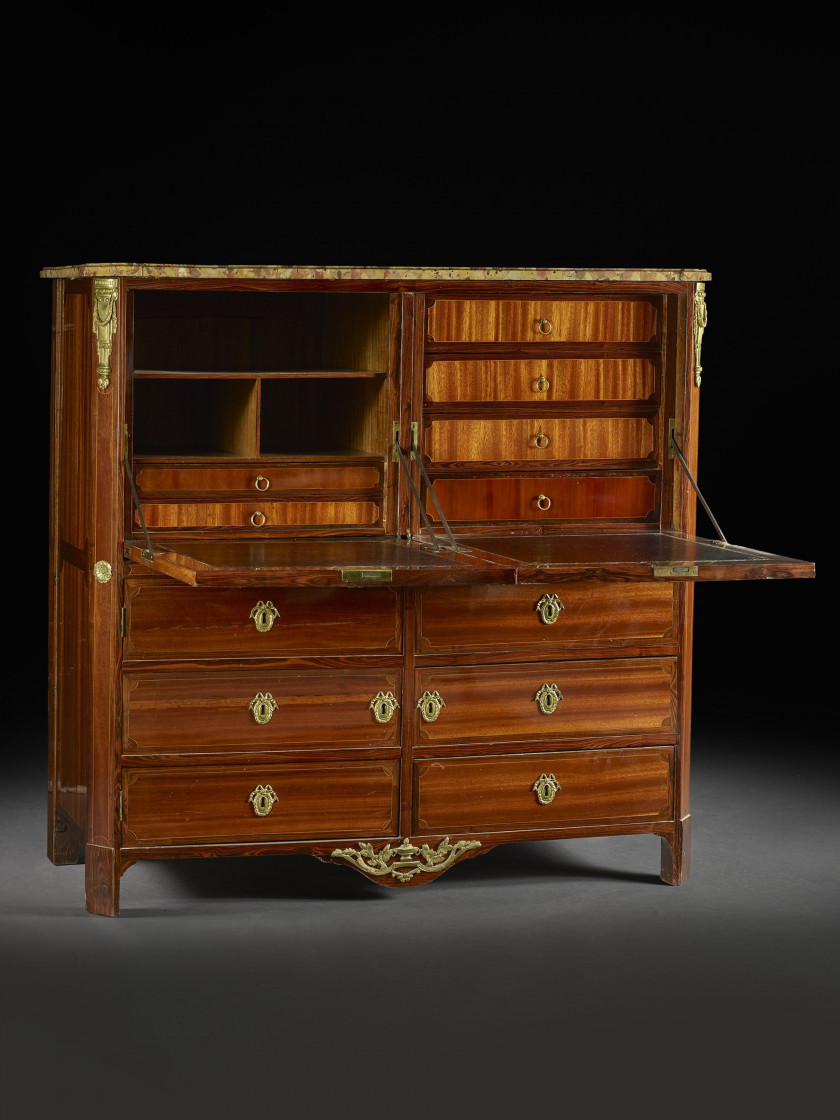 CARTONNIER-SECRÉTAIRE À ABATTANT D'EPOQUE LOUIS XVI Estampille d'Etienne Avril