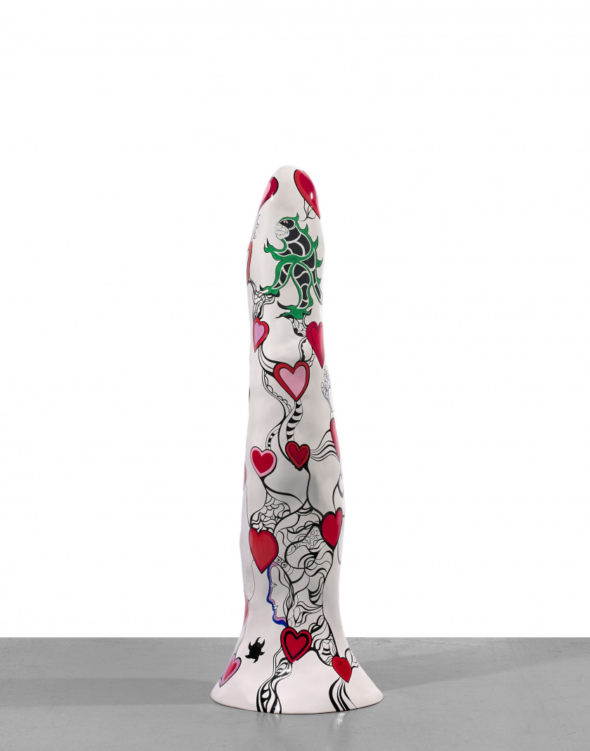 Niki de SAINT PHALLE (1930 - 2002) Obélisque aux cœurs rouges - 1988 Résine polyester peinte