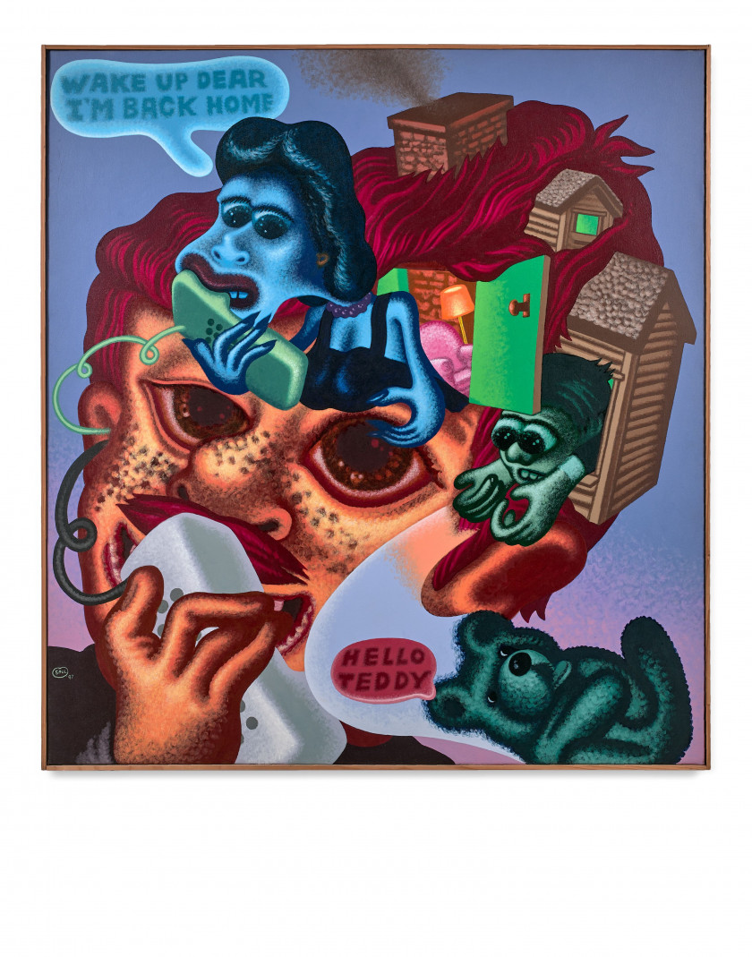 Peter SAUL (Né en 1934) At home in the head - 1997 Acrylique et huile sur toile