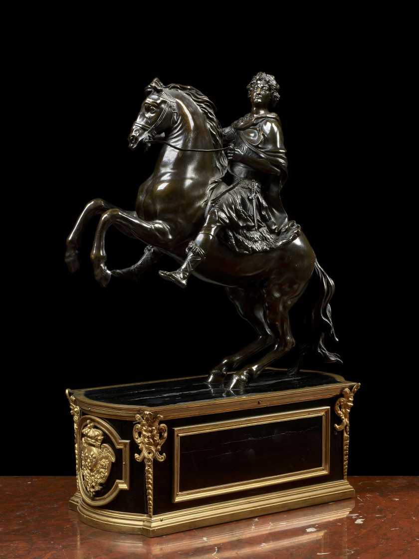 D'après Etienne Maurice Falconet (1716-1791), France, vers 1800 Probablement Pierre le Grand de Russie Groupe équestre en bronze