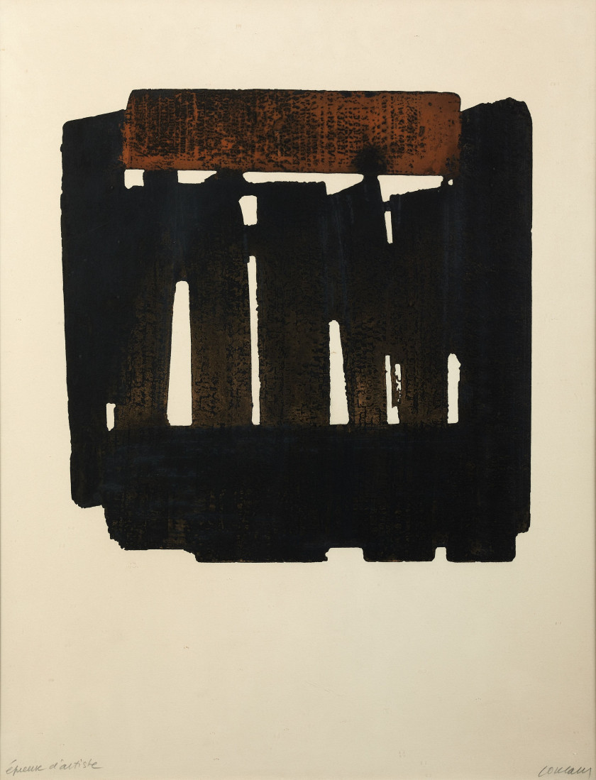 Pierre SOULAGES 1919-2022 Eau-forte XXXVI - 1979 Eau-forte en couleurs