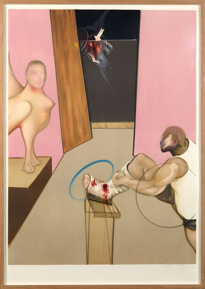 Francis BACON (1909-1992) Œdipe et le Sphinx d'après Ingres - 1984 Lithographie en couleurs