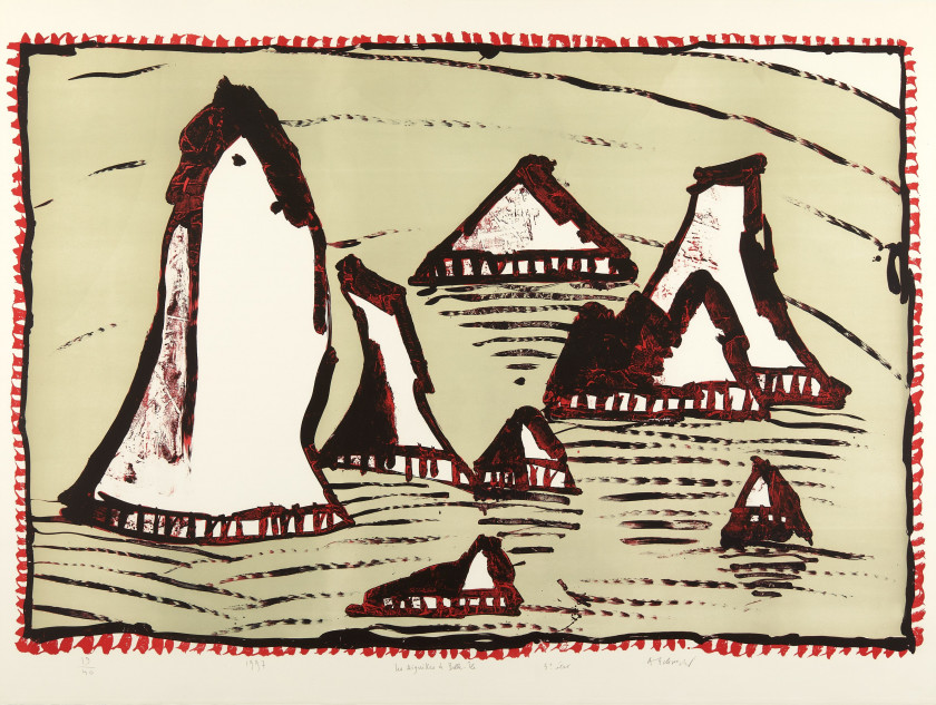 Pierre ALECHINSKY Né en 1927 Les Aiguilles de Belle-Ile, 3ème état - 1997 Lithographie en couleurs