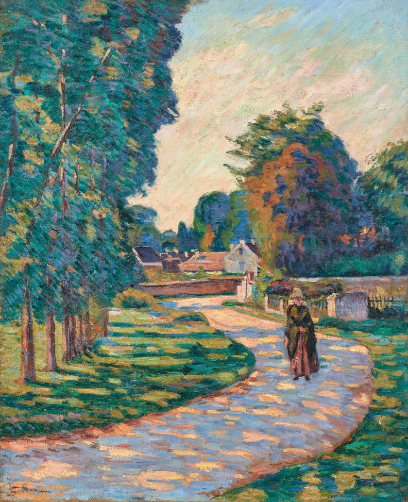 Armand GUILLAUMIN  1841 - 1927 Femme sur un chemin à Epinay-sur-Orge - circa 1880 Huile sur toile