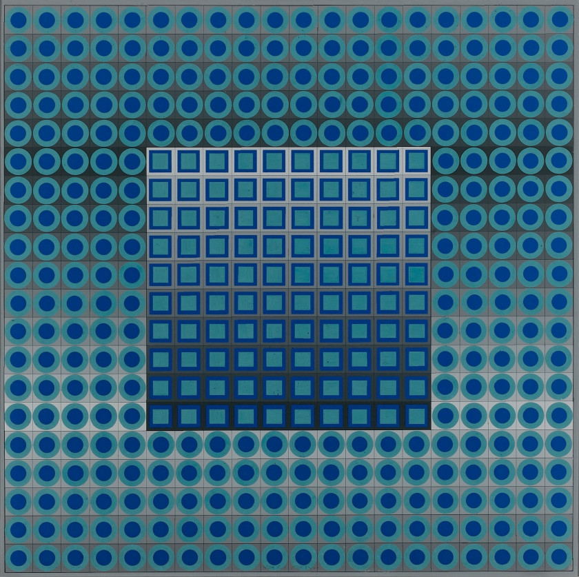 Victor VASARELY (1906 - 1997) ZETT FU - 1968-72 Peinture vinylique sur panneau