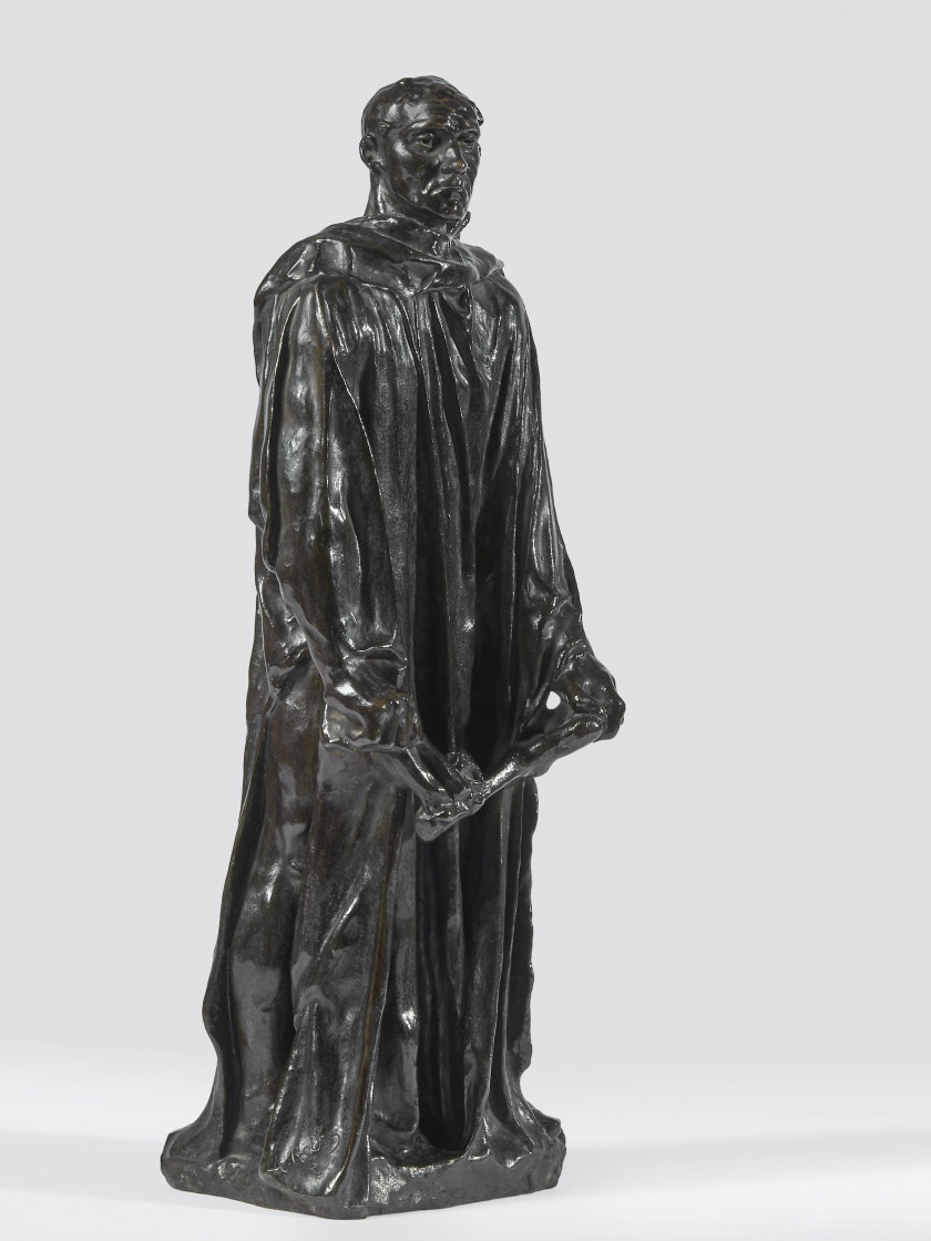 Auguste RODIN 1840 - 1917 L'un des bourgeois de Calais: Jean d'Aire, vétu, réduction Bronze à patine brune nuancée de vert