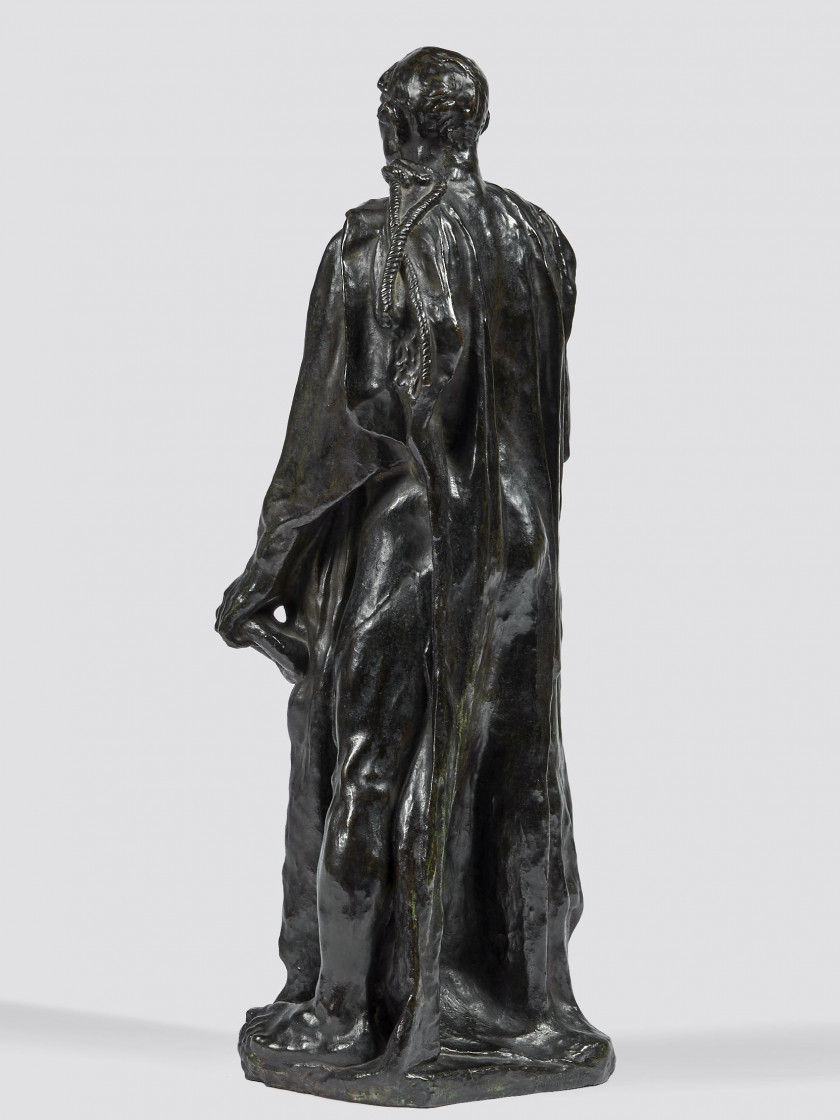 Auguste RODIN 1840 - 1917 L'un des bourgeois de Calais: Jean d'Aire, vétu, réduction Bronze à patine brune nuancée de vert