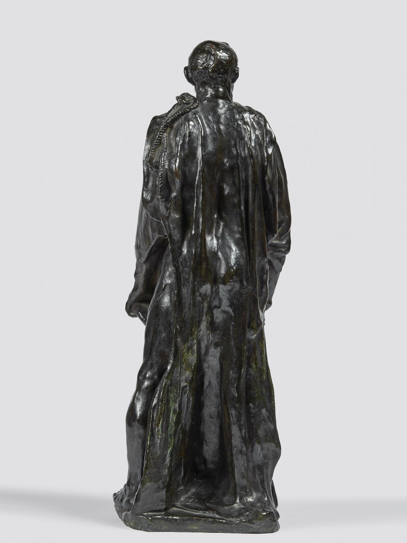 Auguste RODIN 1840 - 1917 L'un des bourgeois de Calais: Jean d'Aire, vétu, réduction Bronze à patine brune nuancée de vert