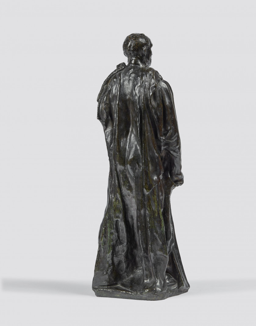 Auguste RODIN 1840 - 1917 L'un des bourgeois de Calais: Jean d'Aire, vétu, réduction Bronze à patine brune nuancée de vert