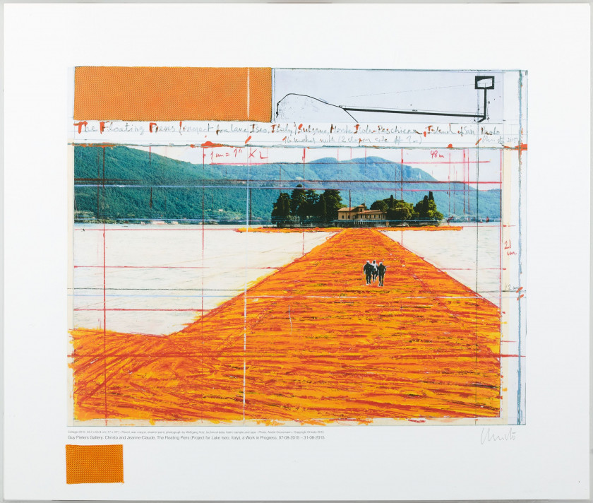 CHRISTO & Jeanne Claude 1935 - 2020 The Floating Piers (Project for Lake Iseo, Italy) - 2015 - 2 planches 2 lithographies offset en...