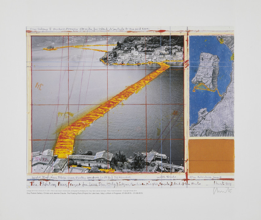 CHRISTO & Jeanne Claude 1935 - 2020 The Floating Piers (Project for Lake Iseo, Italy) - 2015 - 2 planches 2 lithographies offset en...